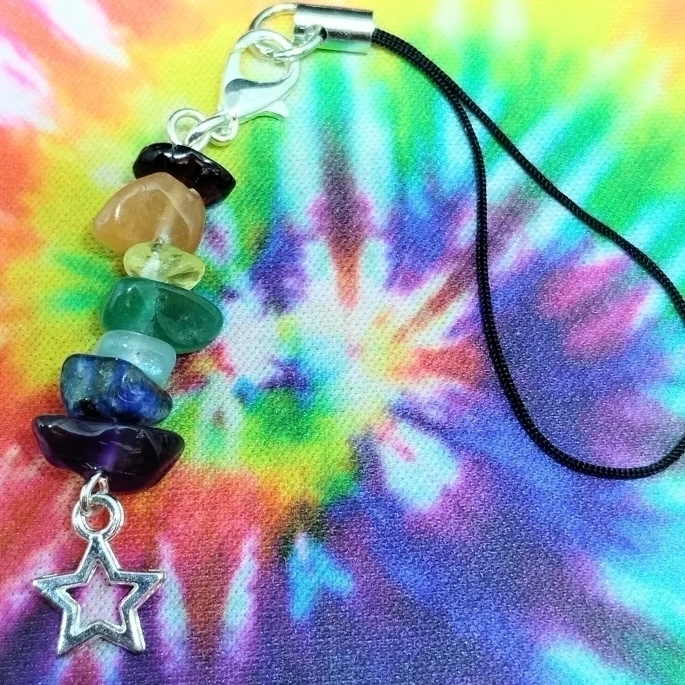 SMALL Handmade Chakra Star Phone Charm
